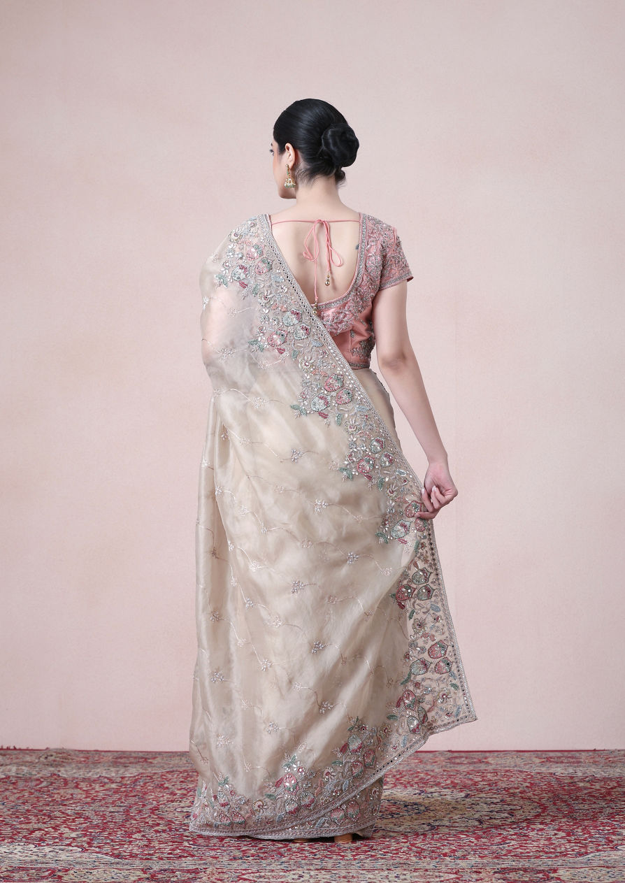 alt message - Twamev Women Graceful Fawn Floral Saree image number 2