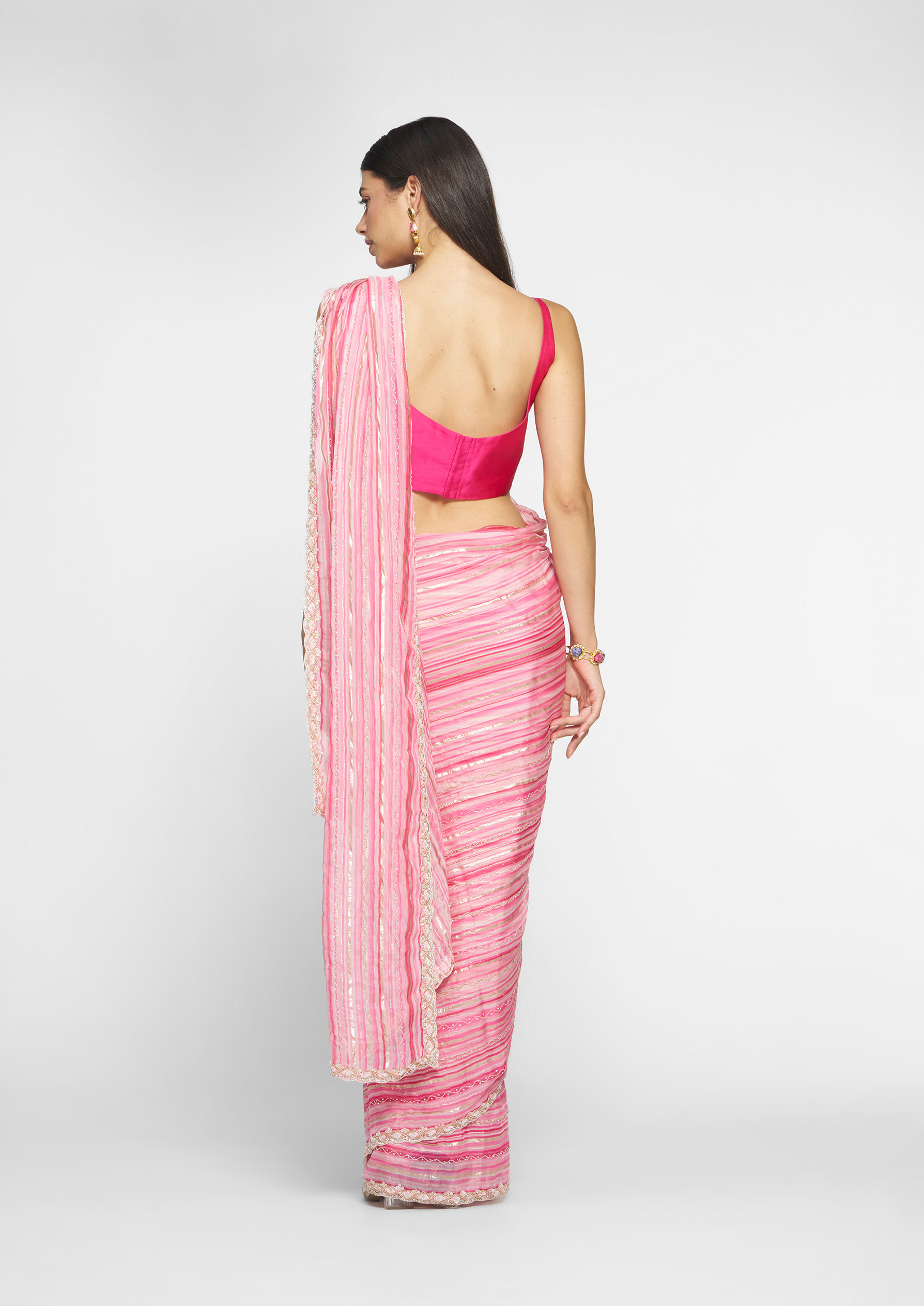 Twamev Women Radiant Rani Organza Saree