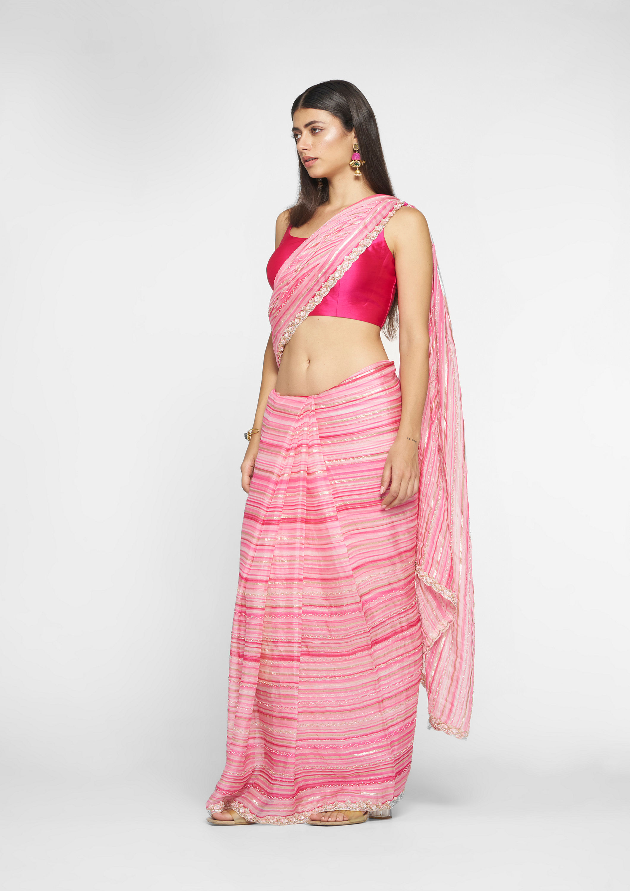 Twamev Women Radiant Rani Organza Saree image number 2