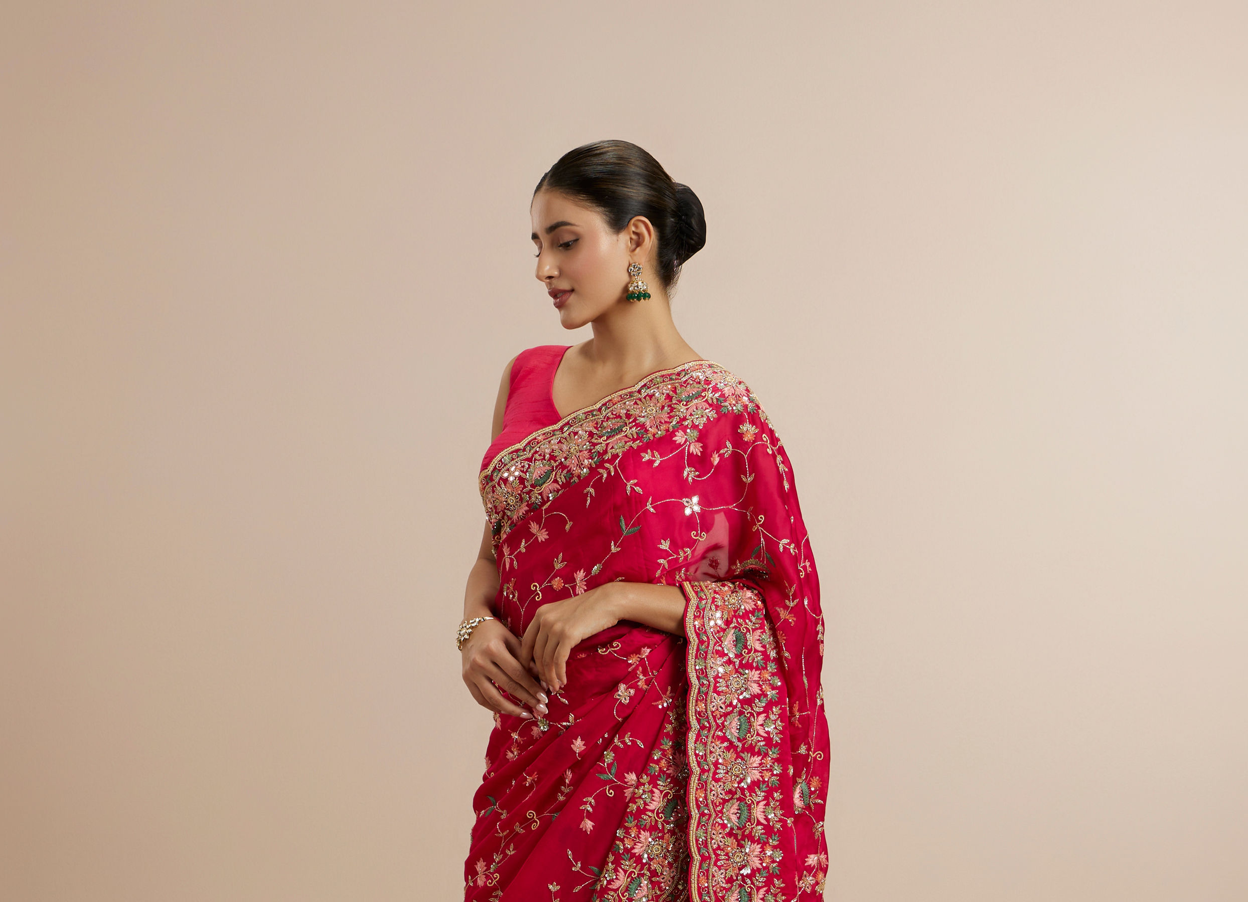 Twamev Women Ravishing Pink Muse Saree