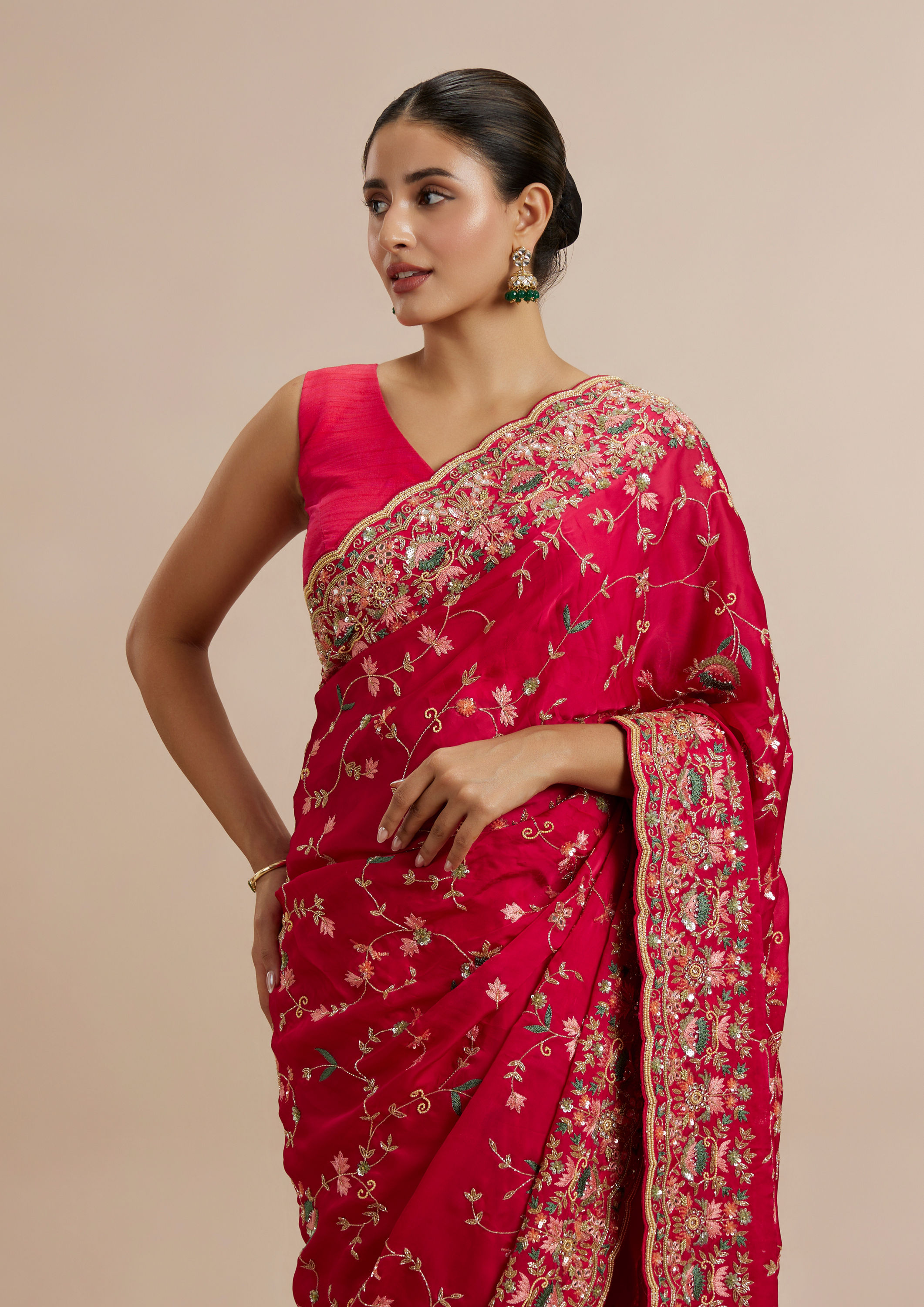 Twamev Women Ravishing Pink Muse Saree