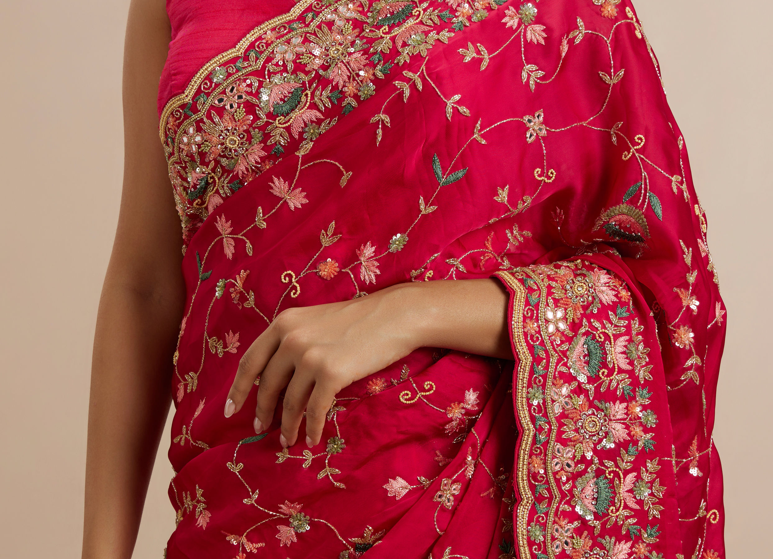 Twamev Women Ravishing Pink Muse Saree