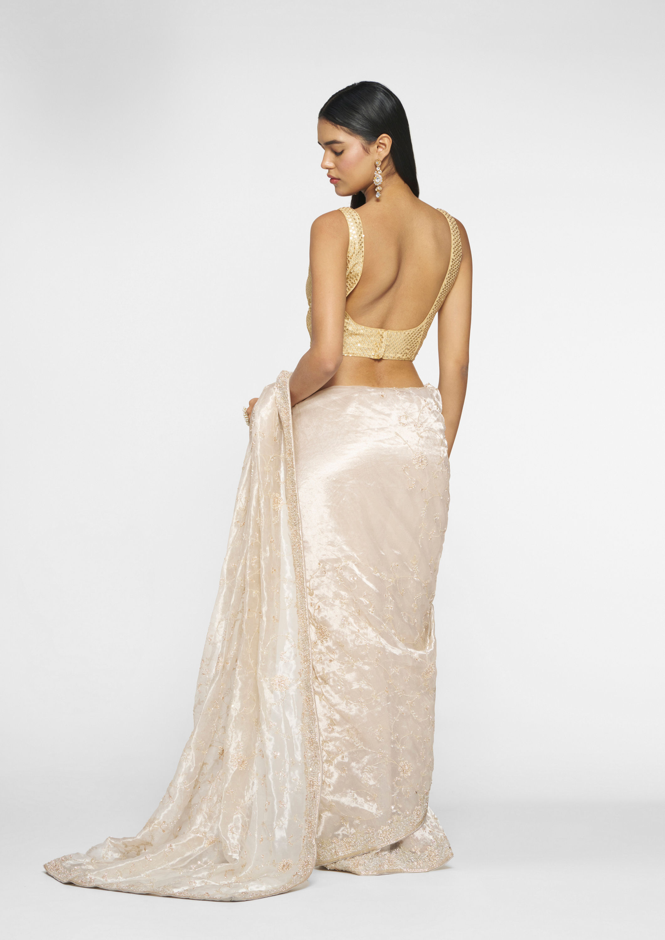 Twamev Women Sublime Beige Elegance Saree