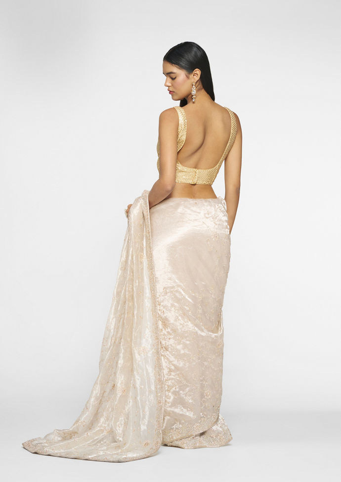 Twamev Women Sublime Beige Elegance Saree