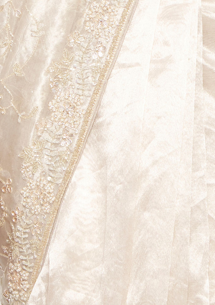 Twamev Women Sublime Beige Elegance Saree