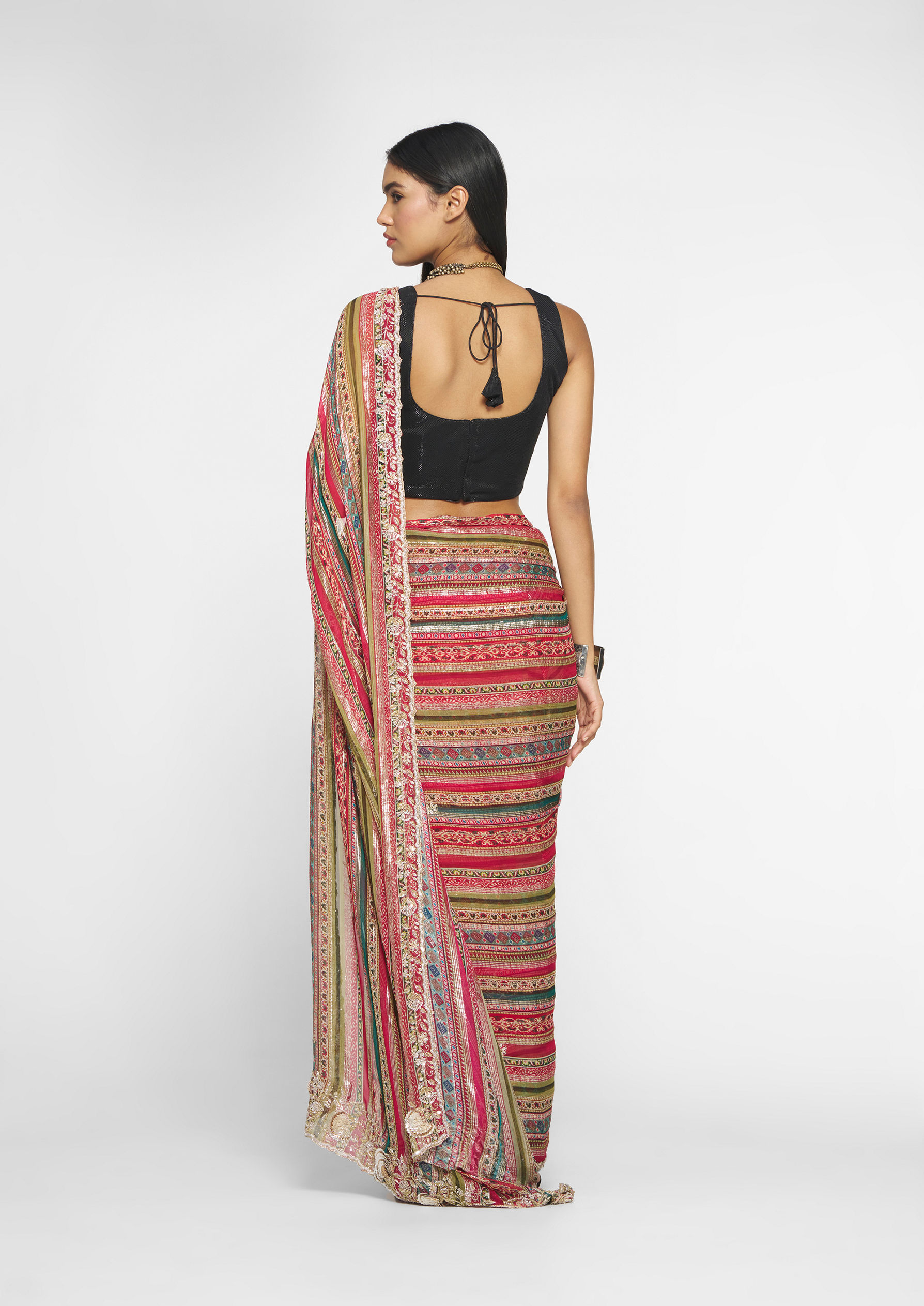 Twamev Women Elegant Rani Georgette Saree