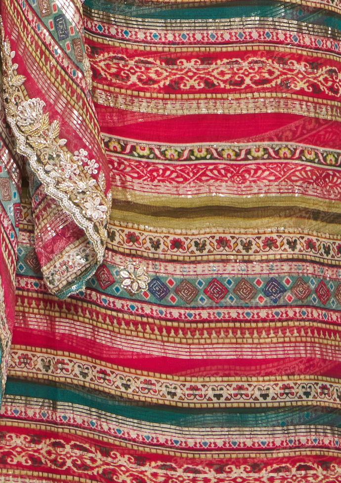 Twamev Women Elegant Rani Georgette Saree