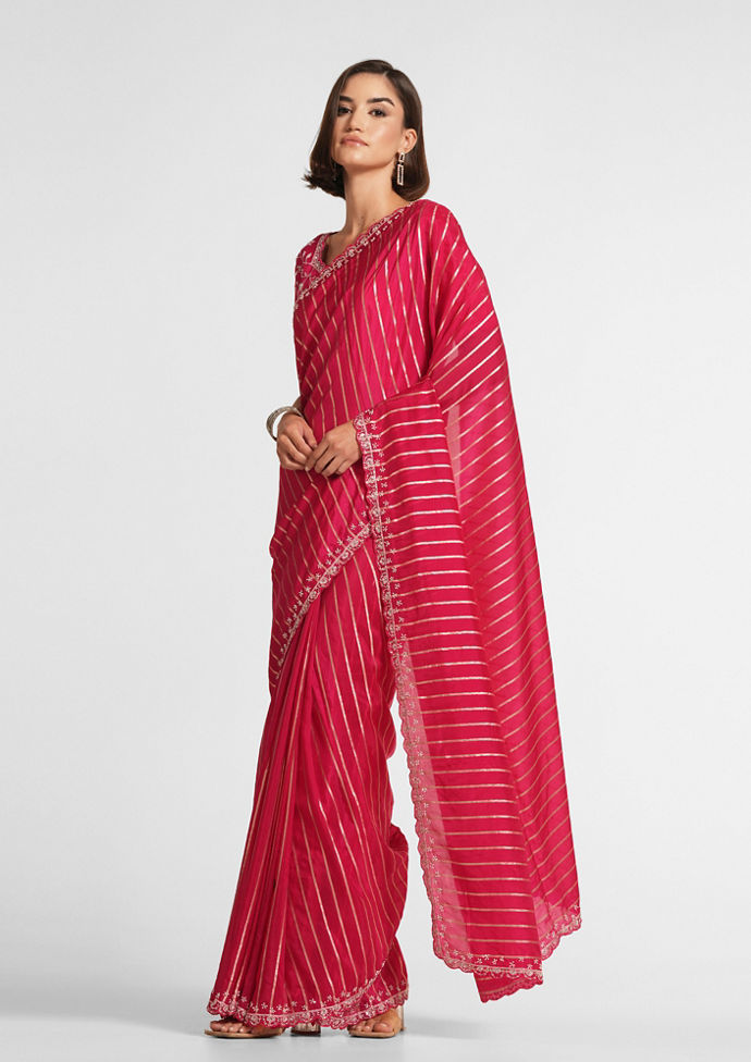 Twamev Women Rani Satin Elegance Saree
