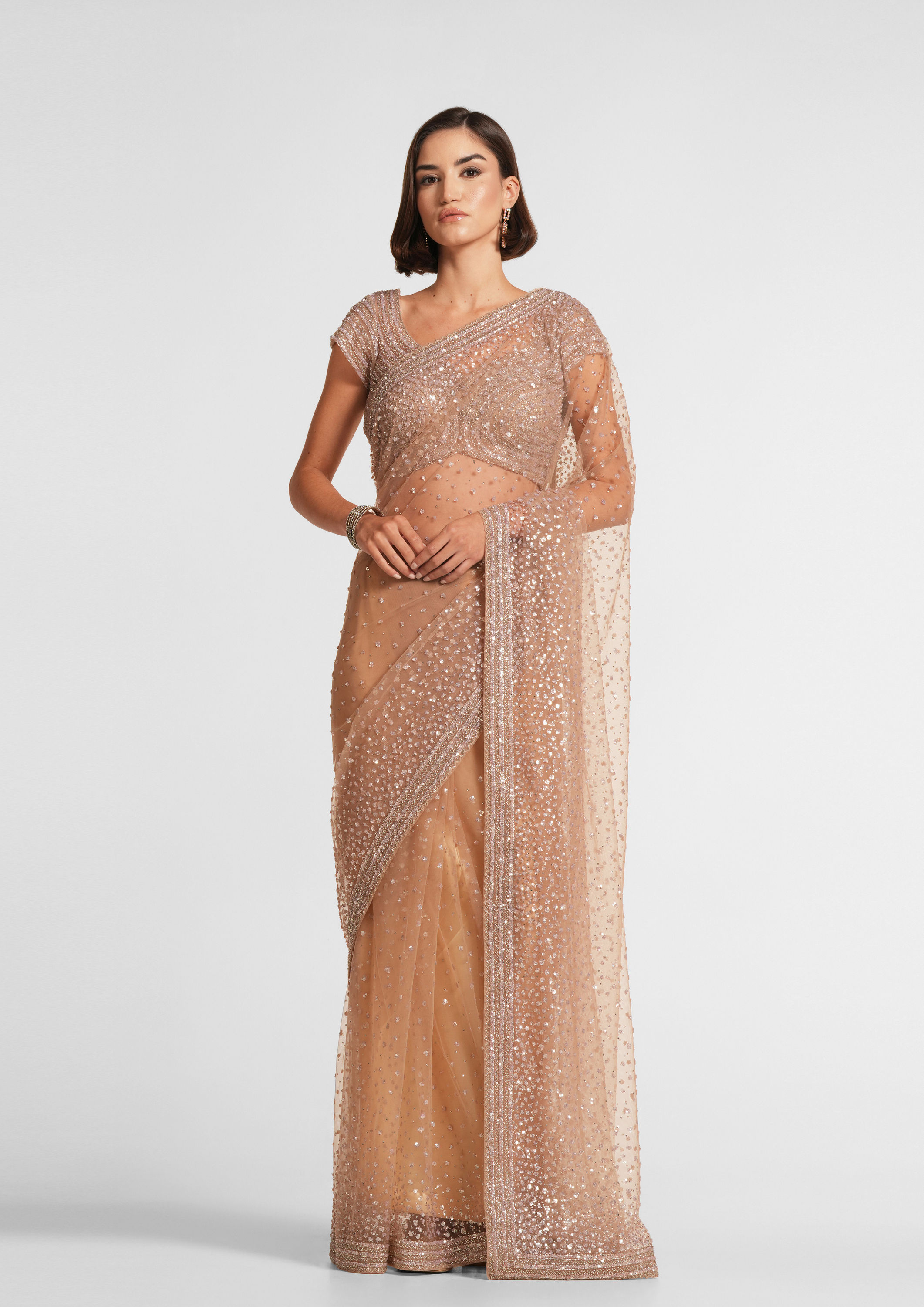 Twamev Women Beige Mastery Elegance Saree