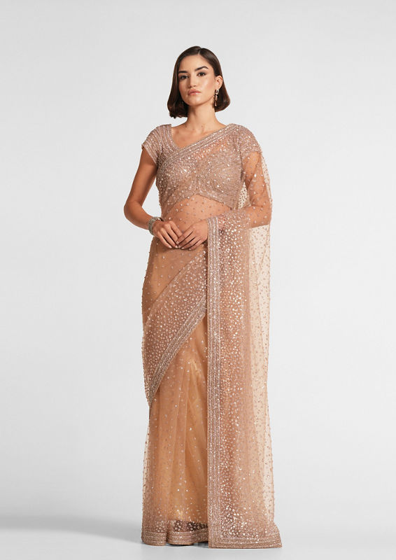 Twamev Women Beige Mastery Elegance Saree