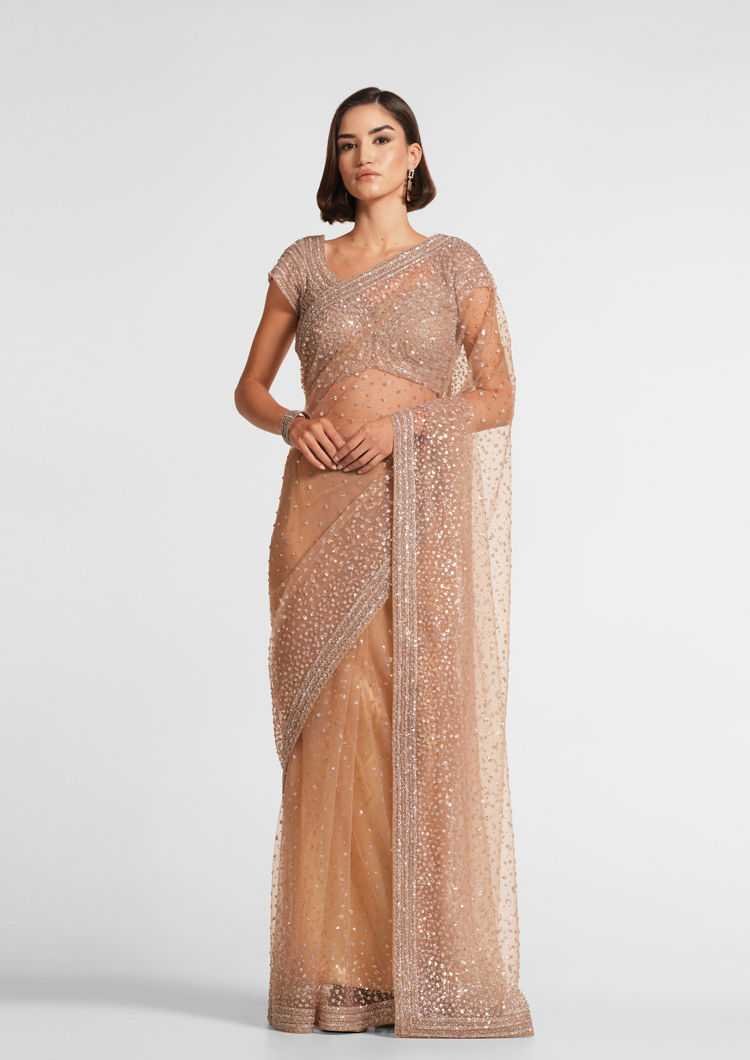 Twamev Women Beige Mastery Elegance Saree