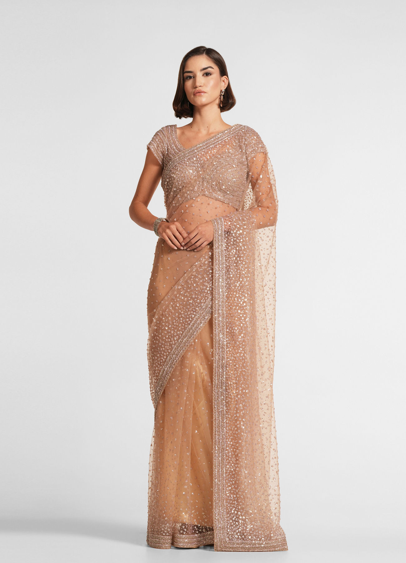 Twamev Women Beige Mastery Elegance Saree