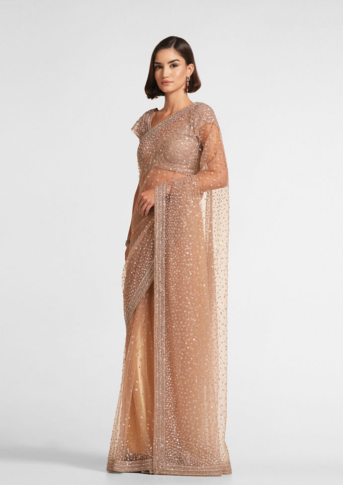Twamev Women Beige Mastery Elegance Saree