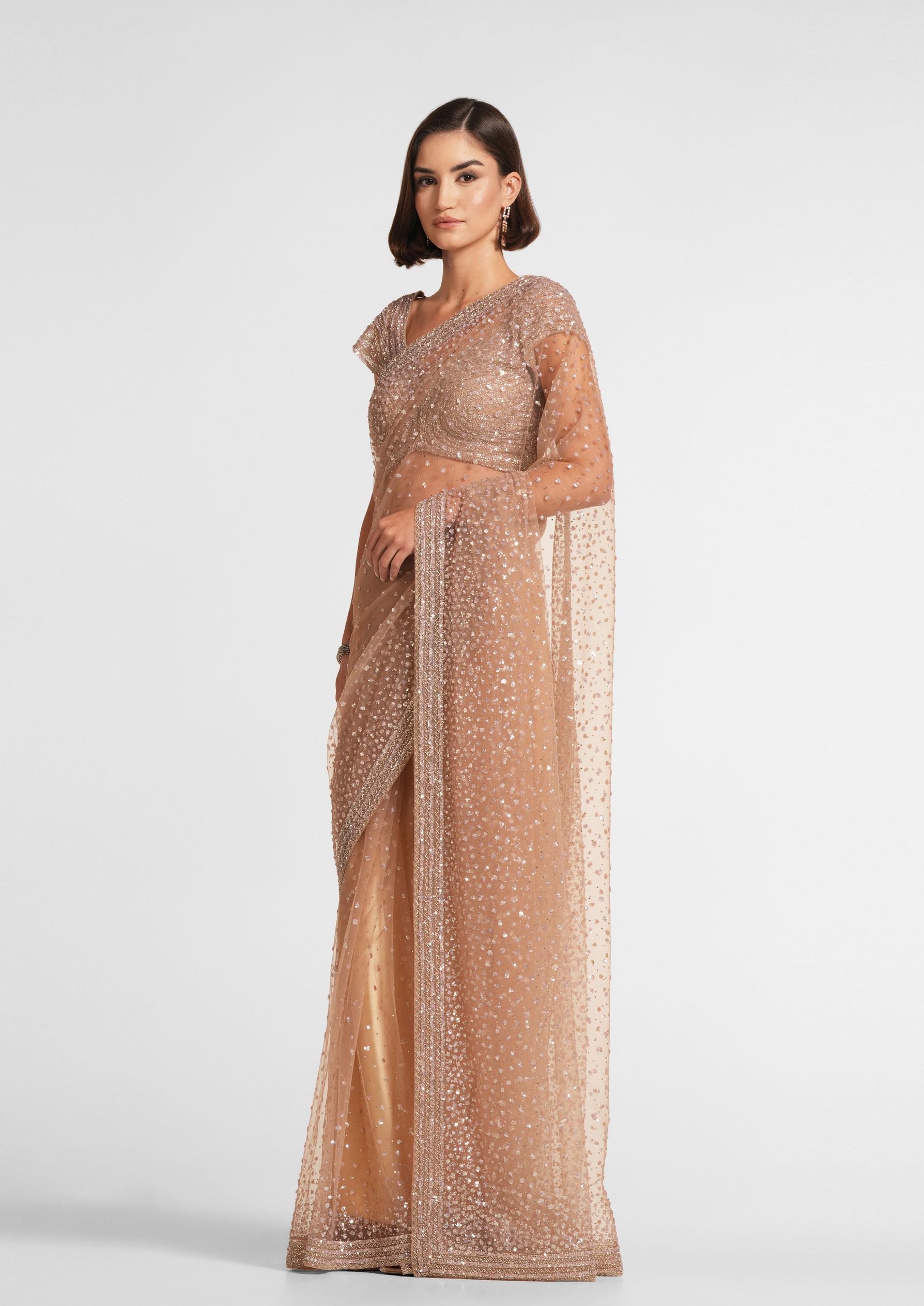 Twamev Women Beige Mastery Elegance Saree