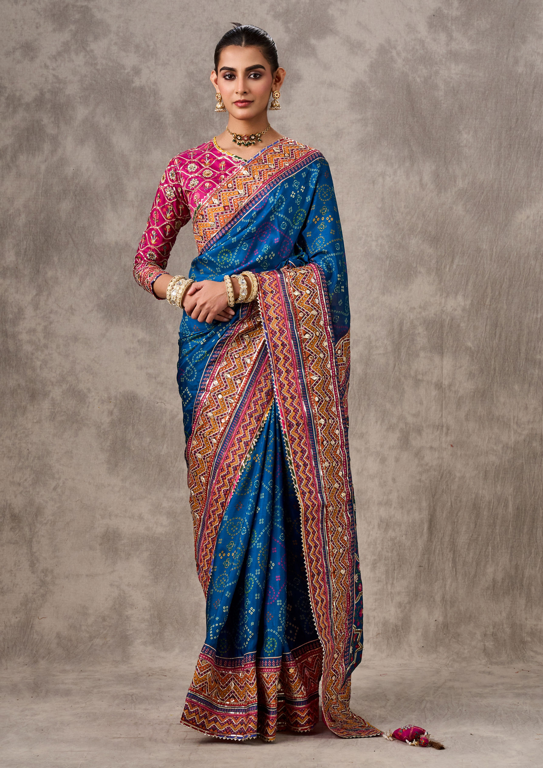 Twamev Women Enchanting Blue Satin Elegance Saree