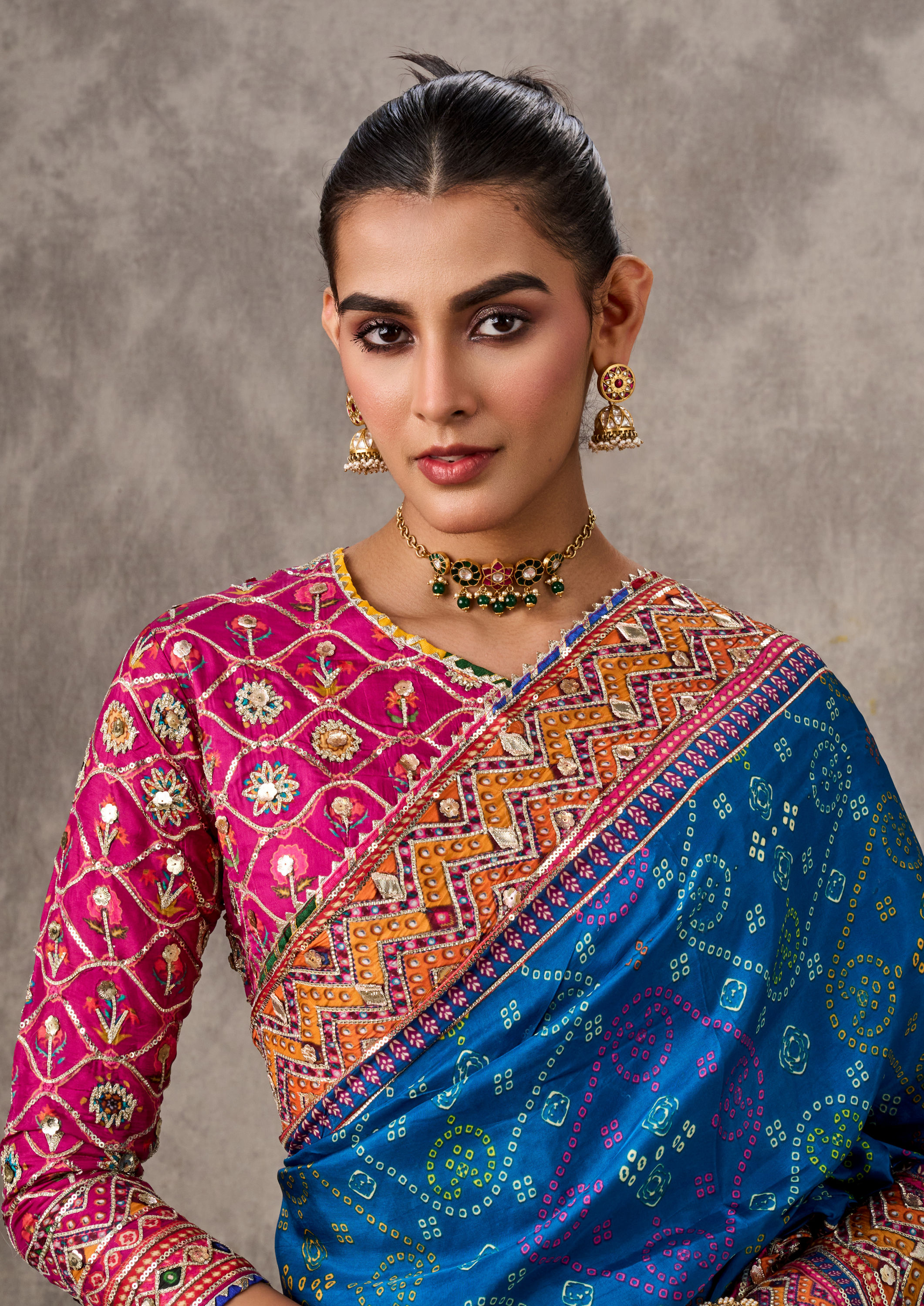 Twamev Women Enchanting Blue Satin Elegance Saree