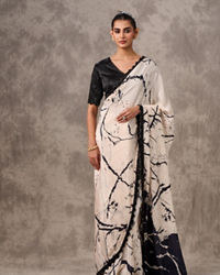 Twamev Women Creamy Elegance Satin Saree