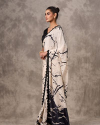 Twamev Women Creamy Elegance Satin Saree