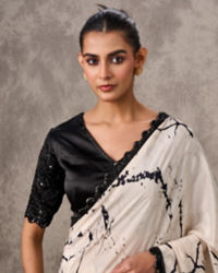 Twamev Women Creamy Elegance Satin Saree