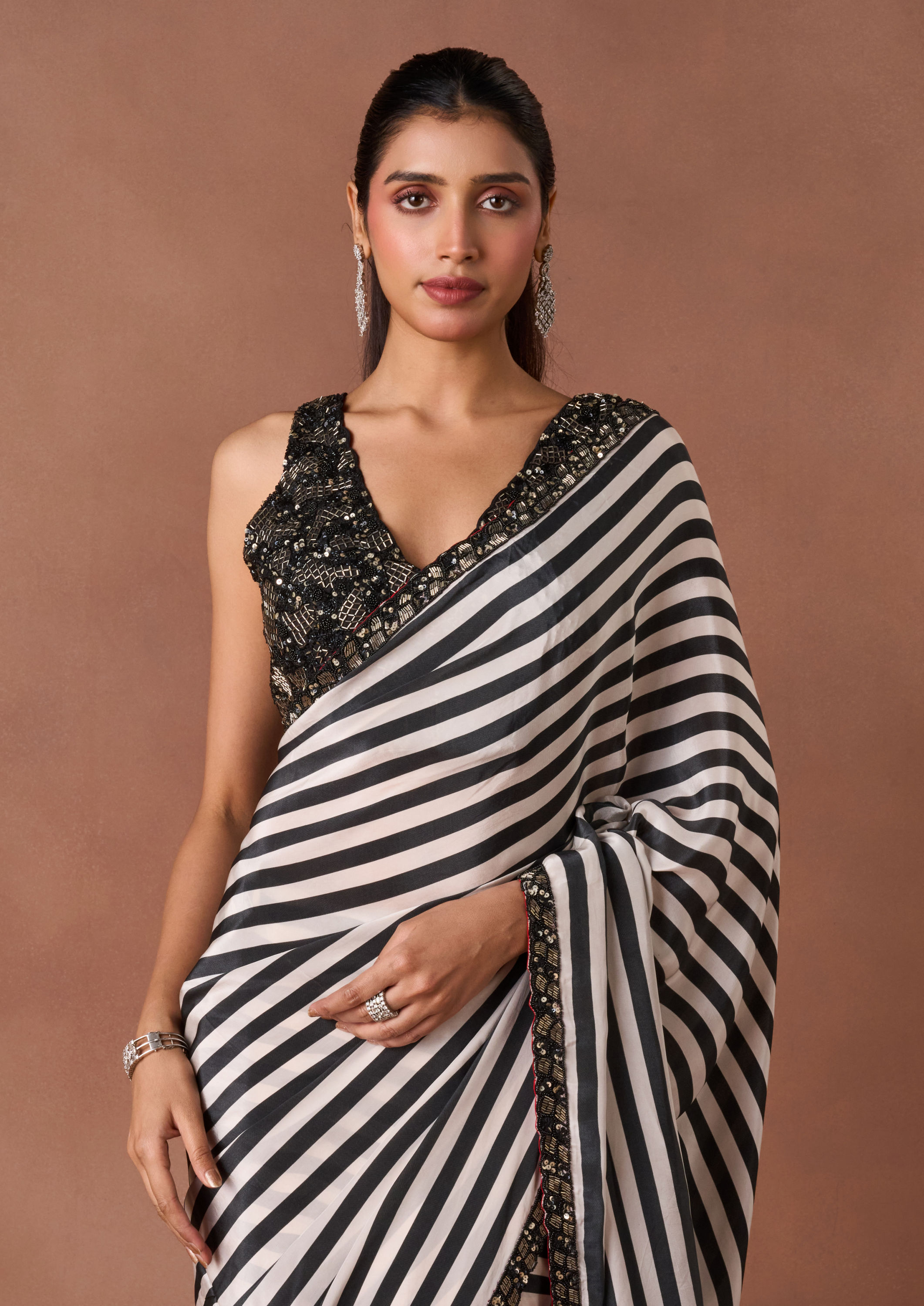 Twamev Women Black Art Silk Saree with Embroidery