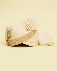 Twamev Men Elegant Cream Chanderi Safa