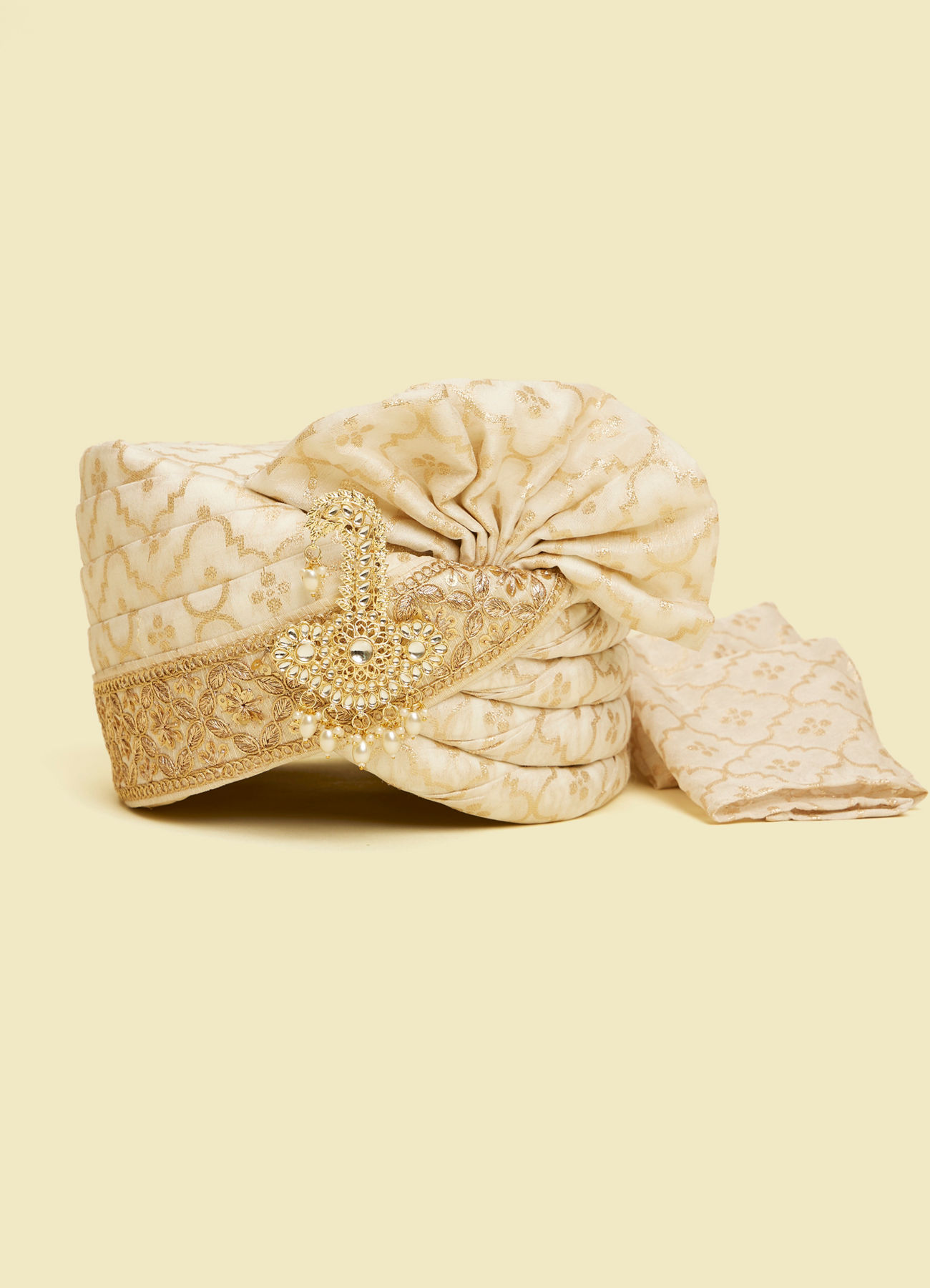 Twamev Men Radiant Beige Chanderi Safa