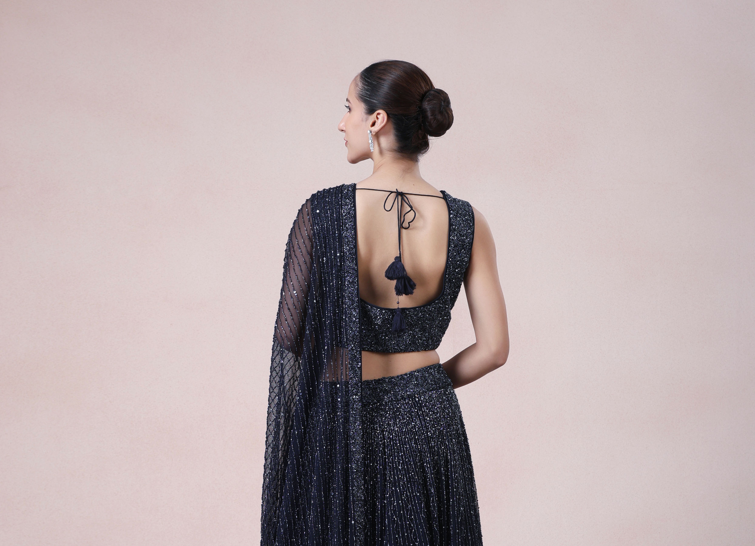 Twamev Women Enchanting Indigo Elegance Net Skirt Top Set