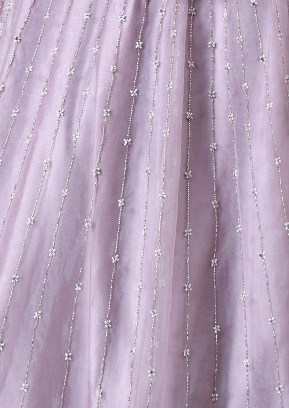Twamev Women Glitz Light Purple Organza Skirt Top Set