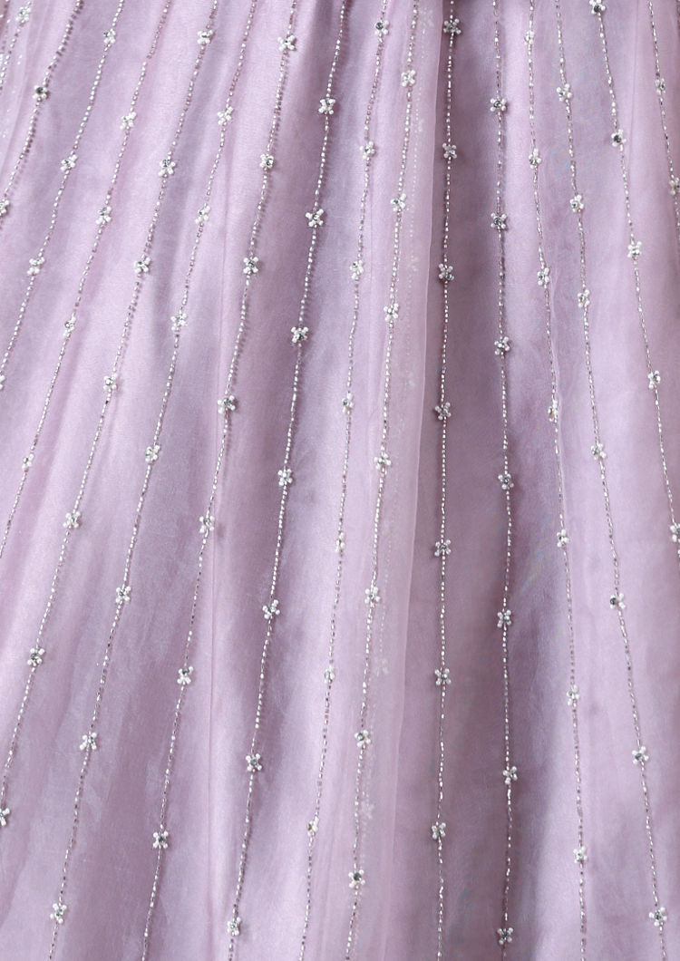 Twamev Women Glitz Light Purple Organza Skirt Top Set