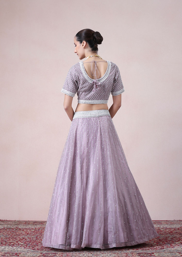 Twamev Women Glitz Light Purple Organza Skirt Top Set