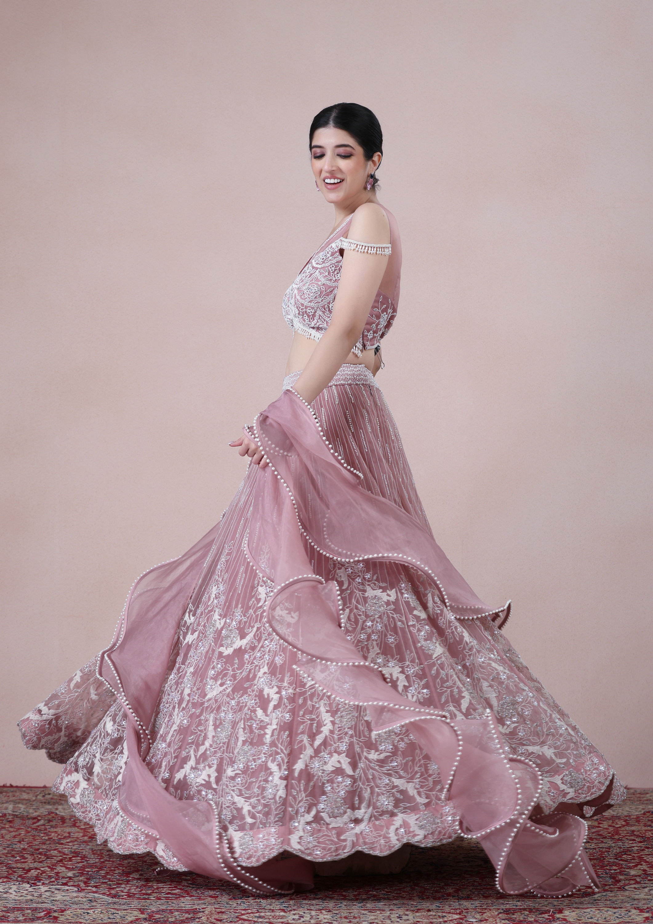 Twamev Women Fairytale Light Purple Organza Skirt Top Set