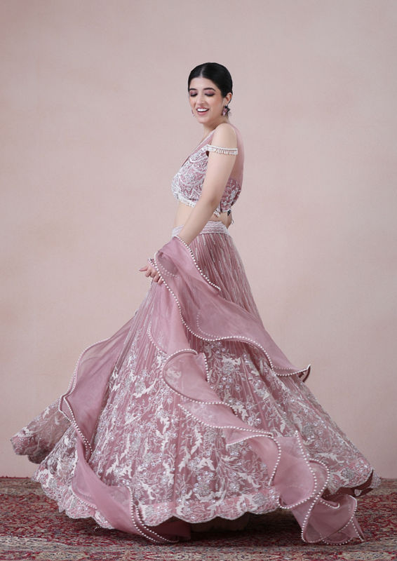 Twamev Women Fairytale Light Purple Organza Skirt Top Set