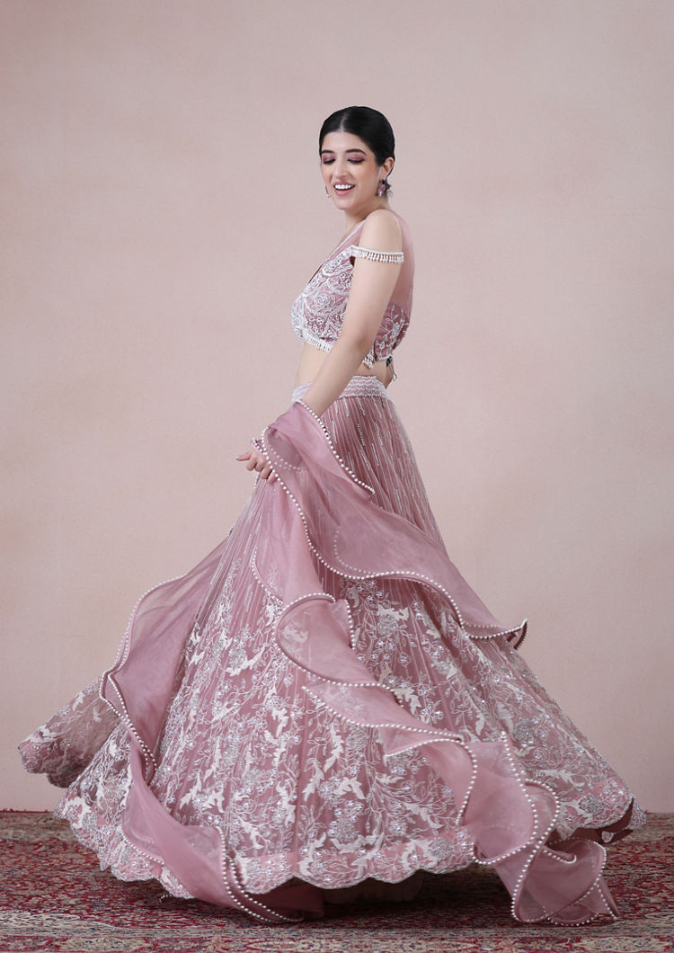 Twamev Women Fairytale Light Purple Organza Skirt Top Set