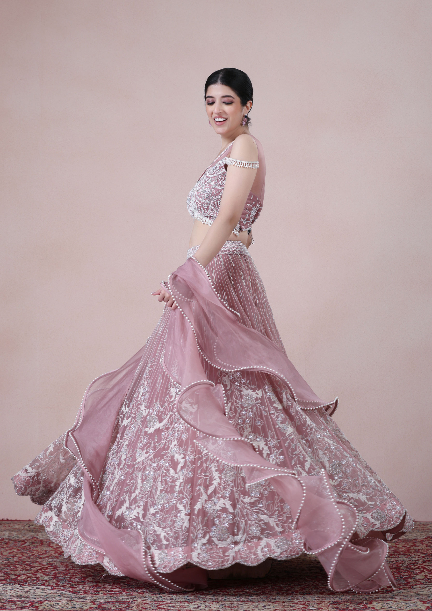 Twamev Women Fairytale Light Purple Organza Skirt Top Set