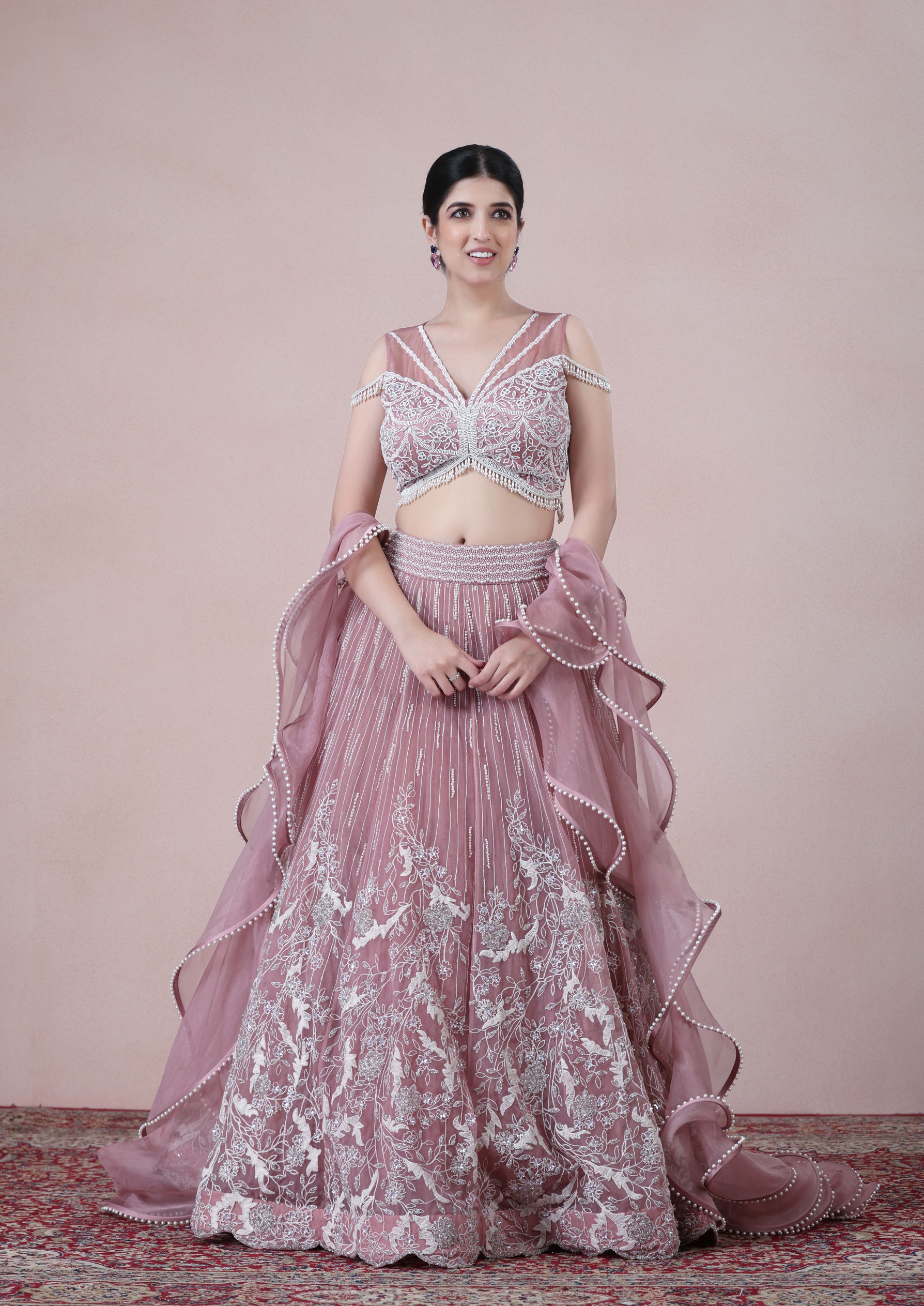 Twamev Women Fairytale Light Purple Organza Skirt Top Set