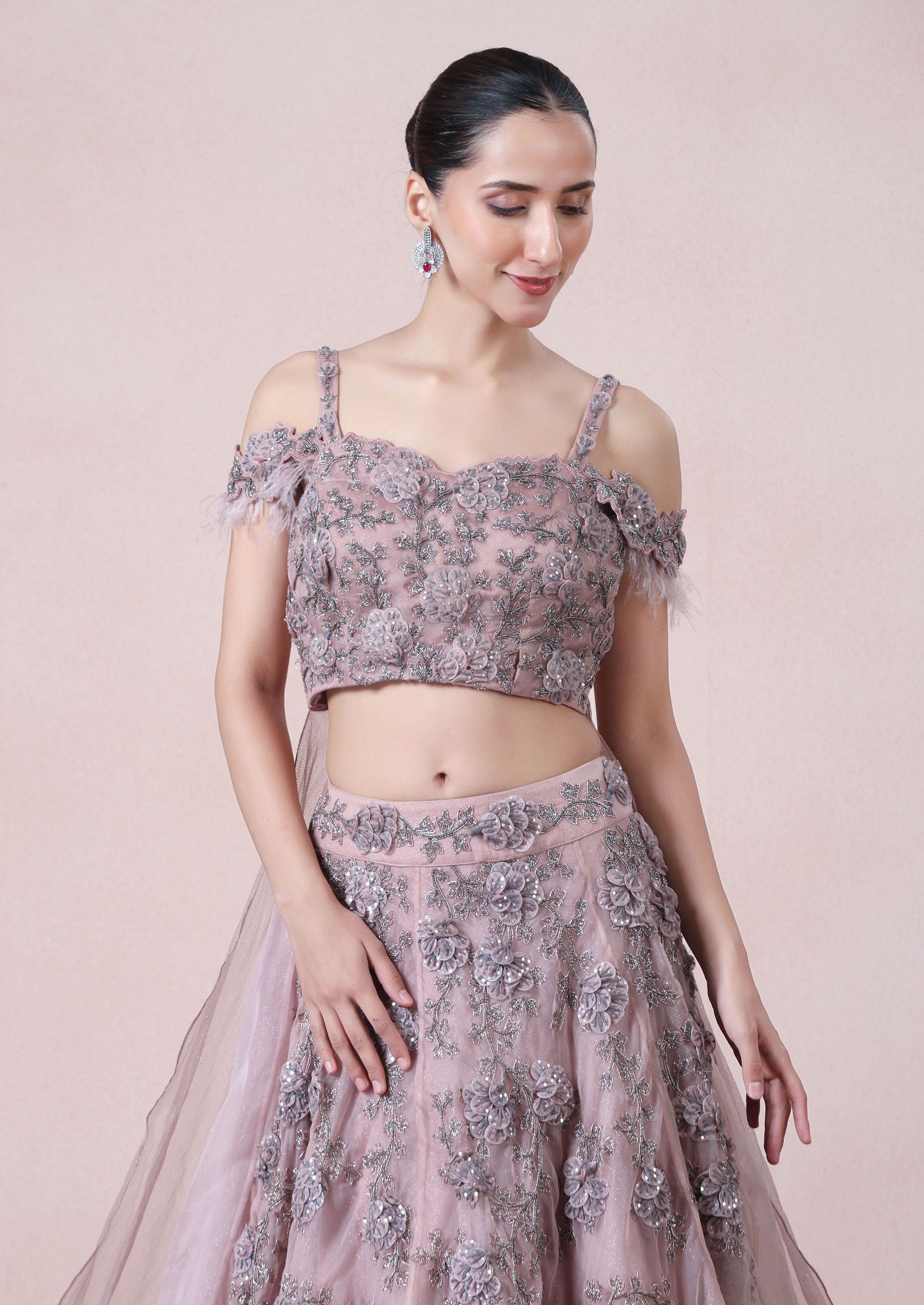 Twamev Women Princess like Radiance Pink Organza Skirt Top Set