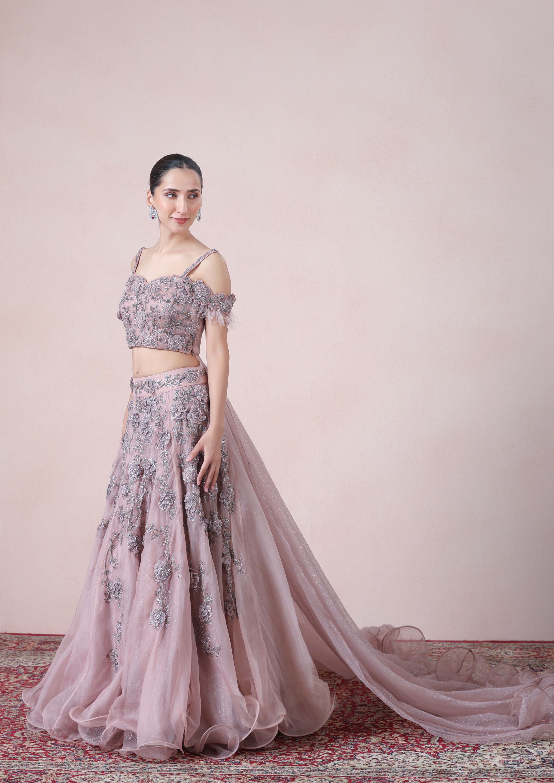 Twamev Women Princess like Radiance Pink Organza Skirt Top Set