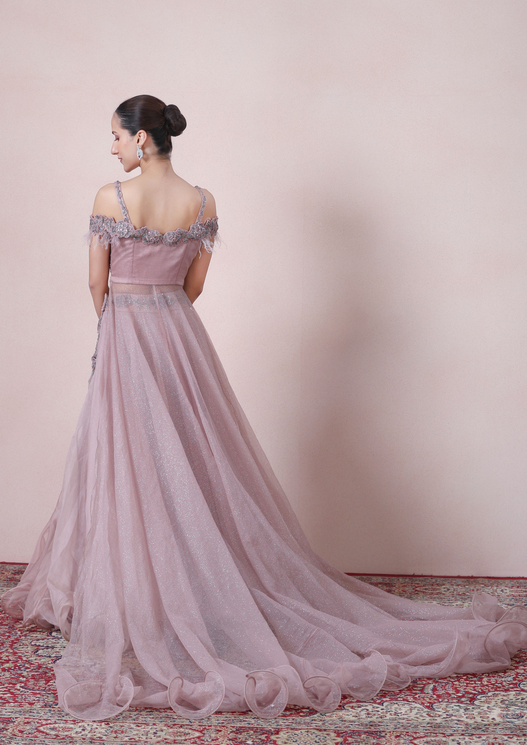 Twamev Women Princess like Radiance Pink Organza Skirt Top Set