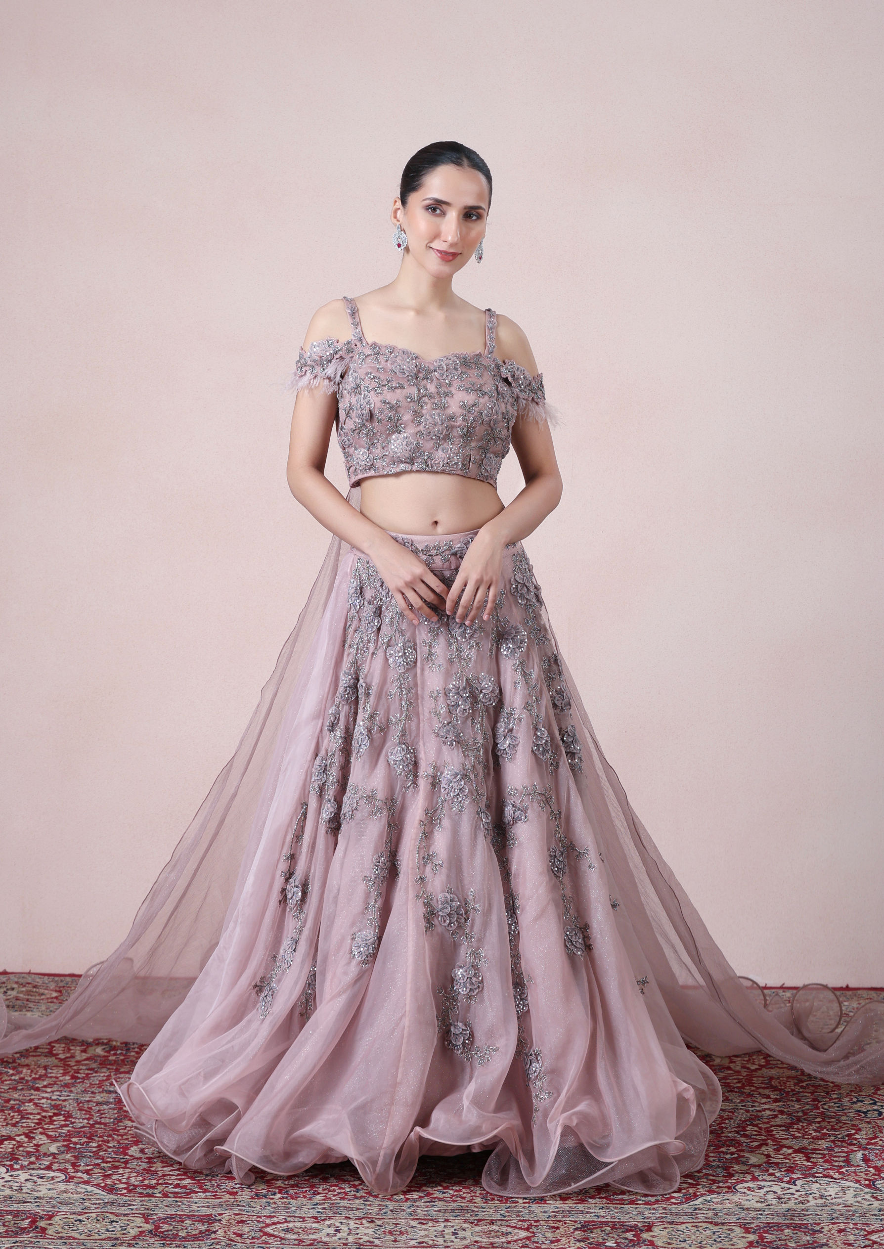 Twamev Women Princess like Radiance Pink Organza Skirt Top Set