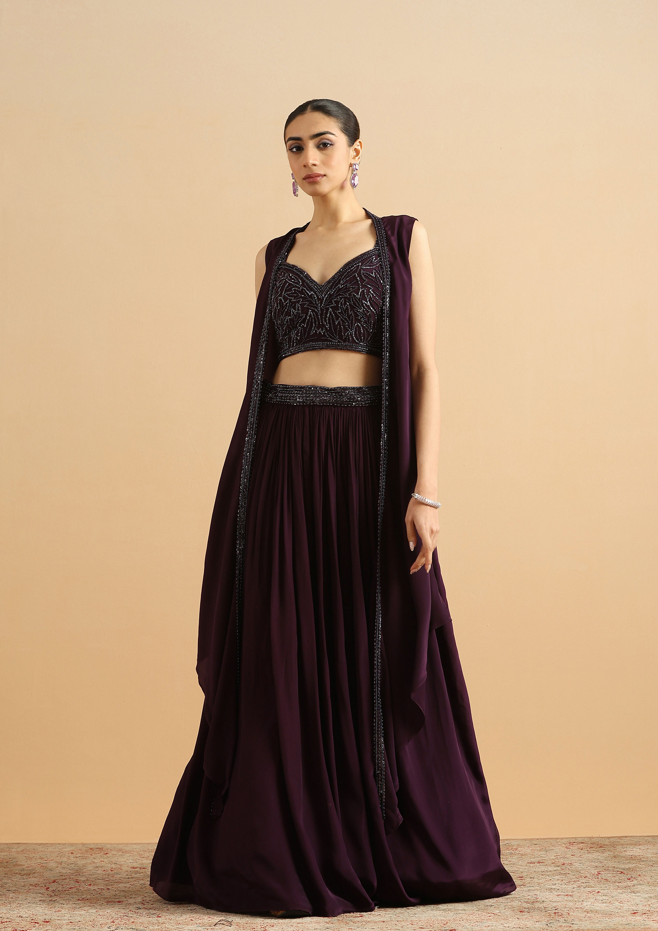 Twamev Women Wine Cocktail Satin Skirt Top Set