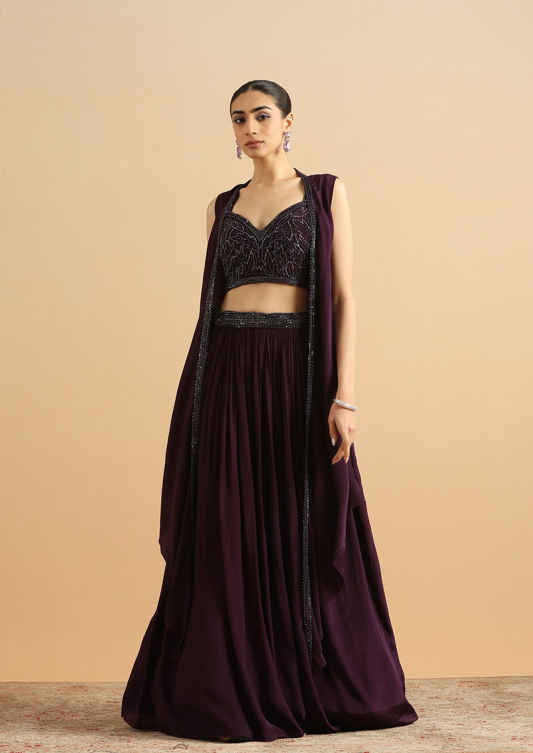 Twamev Women Wine Cocktail Satin Skirt Top Set