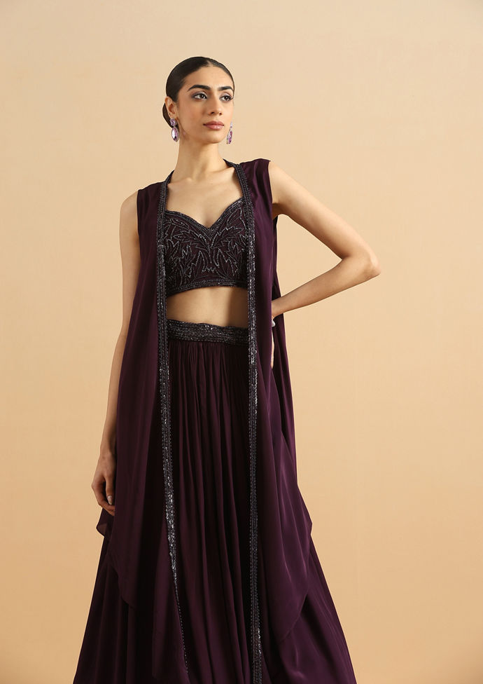 Twamev Women Wine Cocktail Satin Skirt Top Set