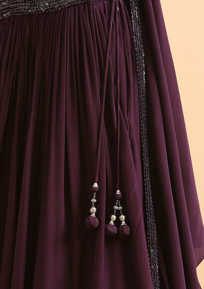 Twamev Women Wine Cocktail Satin Skirt Top Set