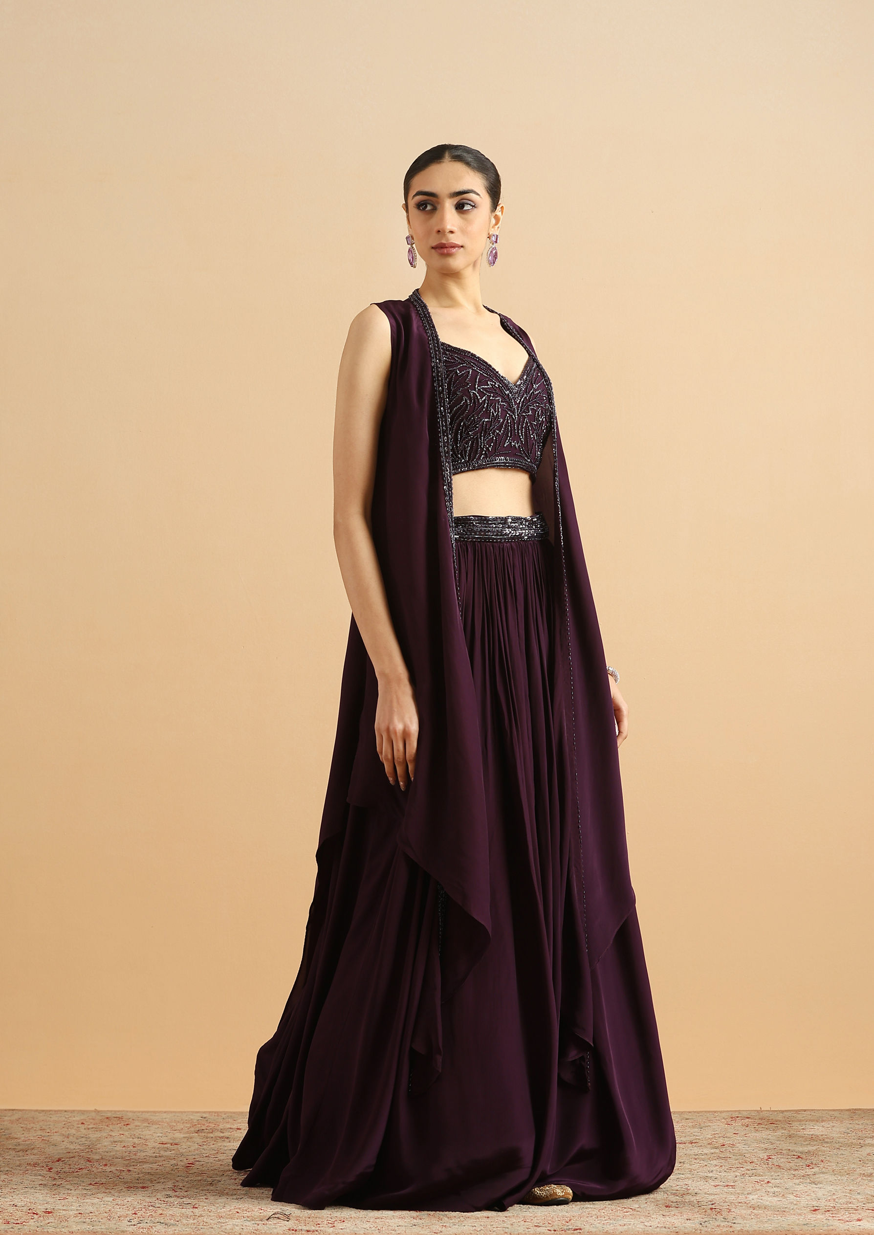 Twamev Women Wine Cocktail Satin Skirt Top Set