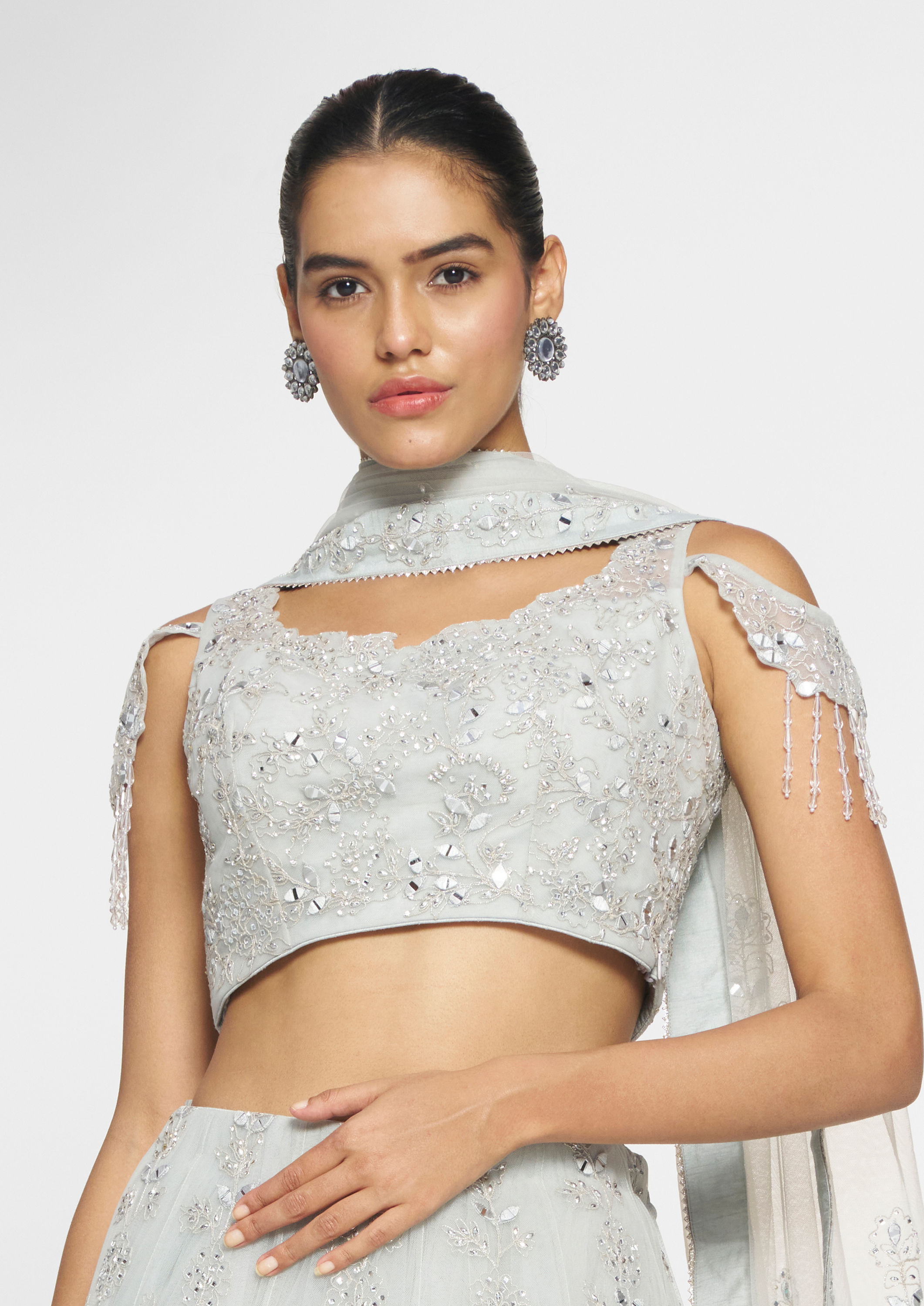 Twamev Women Light Blue Elegance Skirt Top