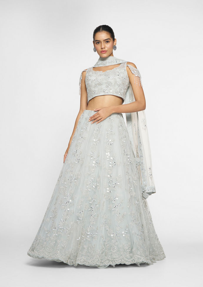 Twamev Women Light Blue Elegance Skirt Top