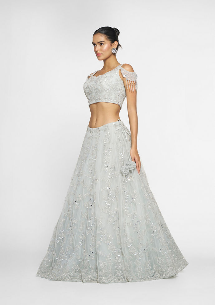 Twamev Women Light Blue Elegance Skirt Top