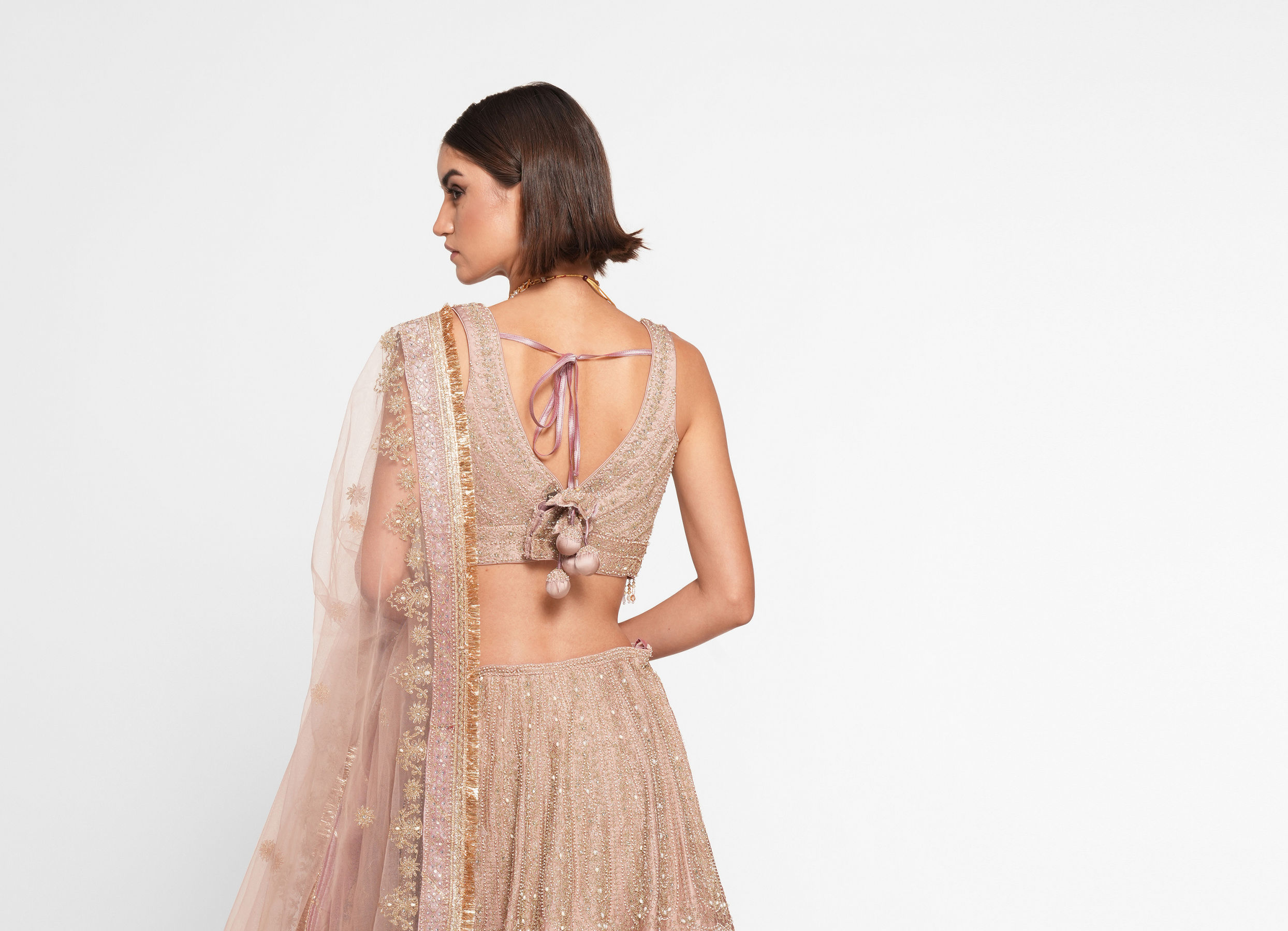 Twamev Women Purple Organza Zardosi Embroidered Lehenga