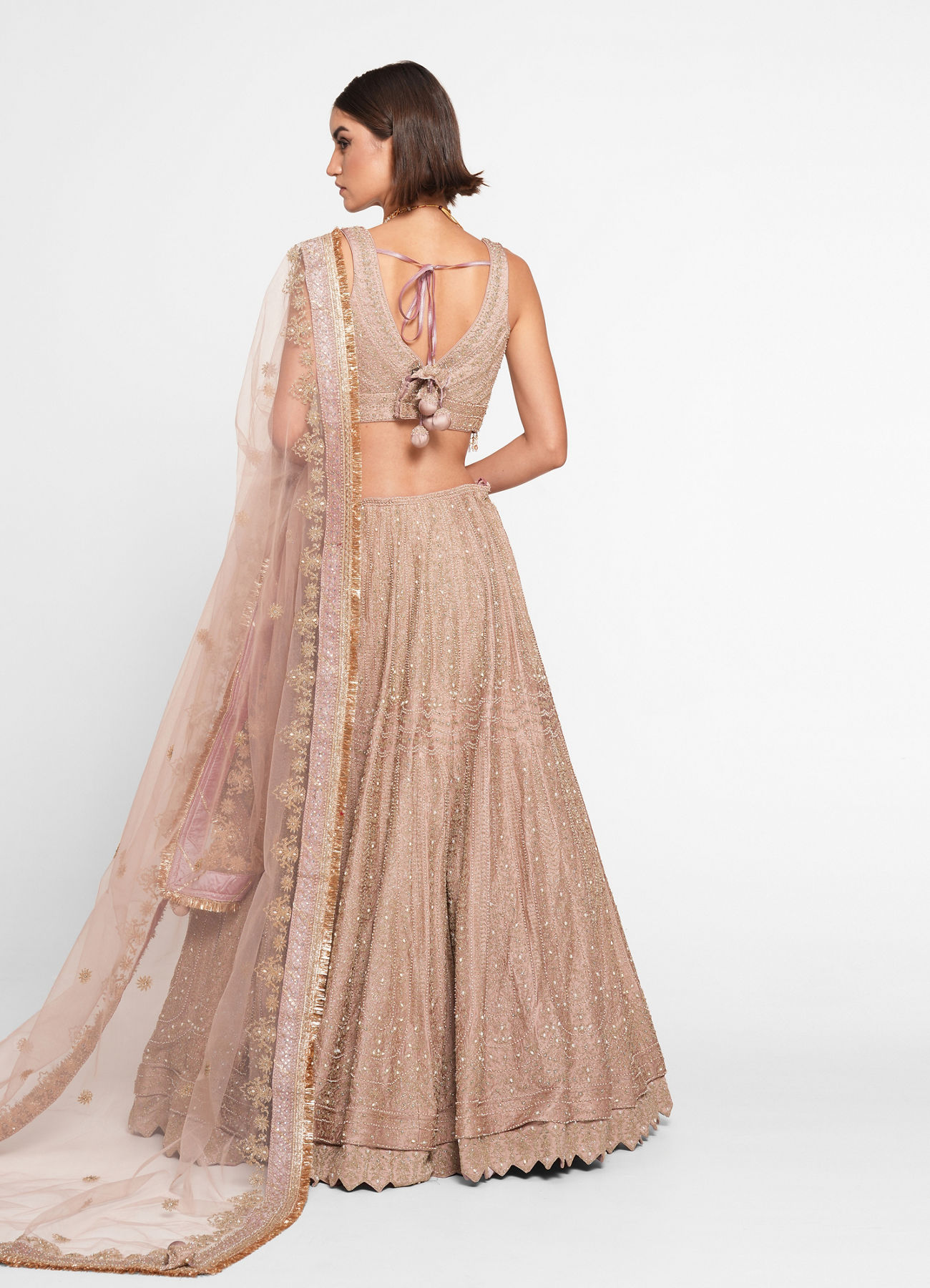 Twamev Women Purple Organza Zardosi Embroidered Lehenga