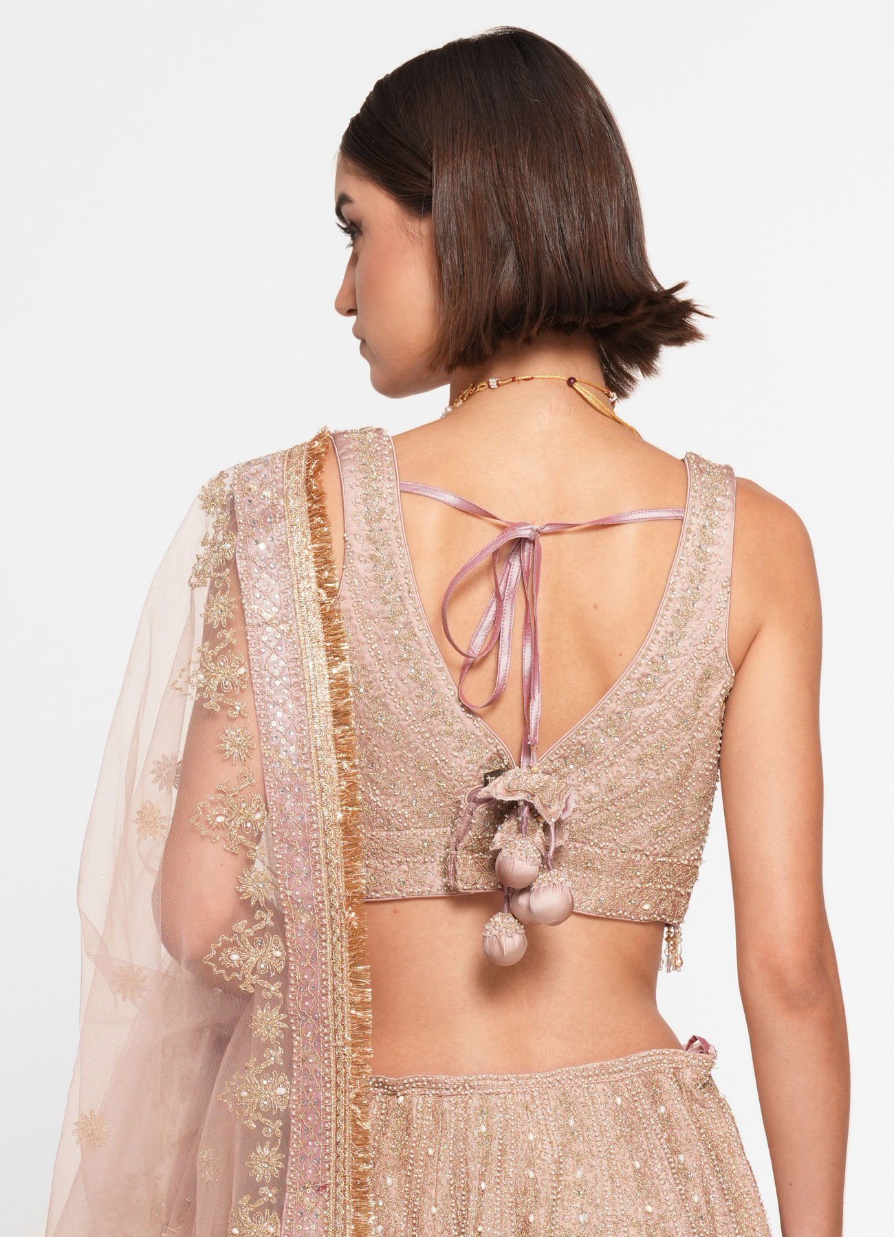Twamev Women Purple Organza Zardosi Embroidered Lehenga